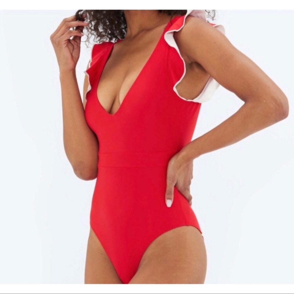Summersalt Red Ruffle One Piece Swimsuit